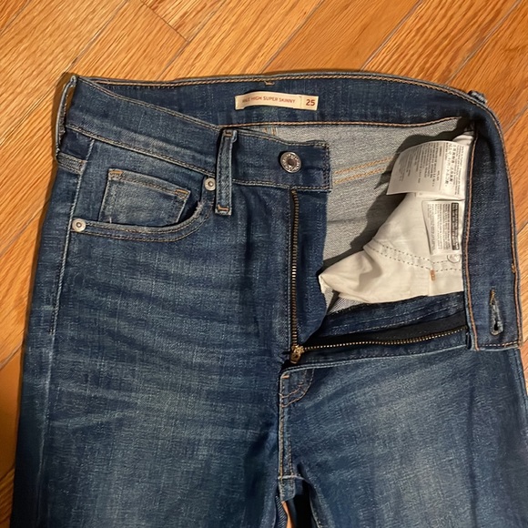 Levi mile high rise super skinny denim jeans 25 - Picture 3 of 4